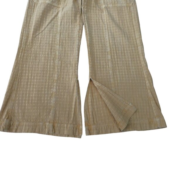 Free People Savannah Overalls Bib Wide Leg  Khaki Tan Pockets Cotton Canvas XS - Picture 6 of 10